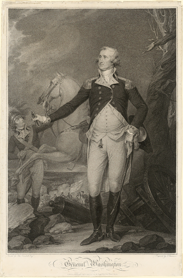 Black and white print of a man in uniform