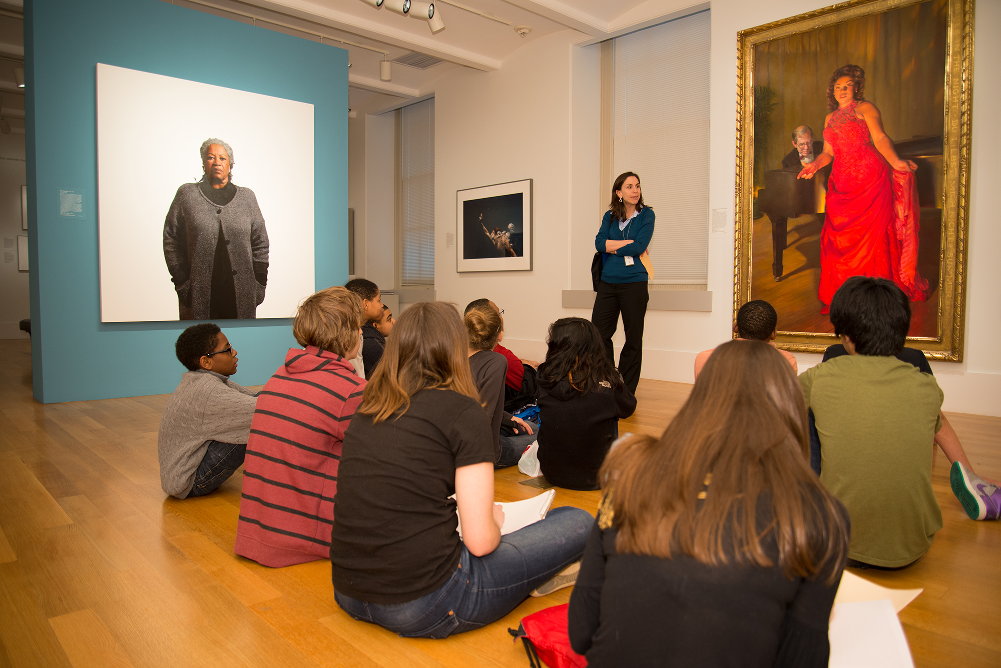 Students in the galleries