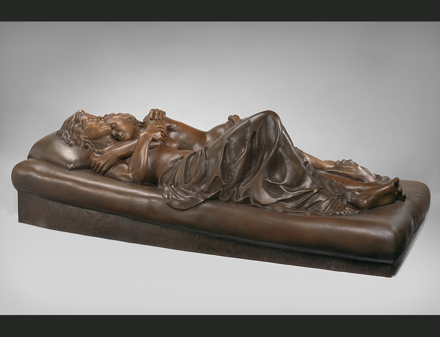 Sculpture of two women reclining together
