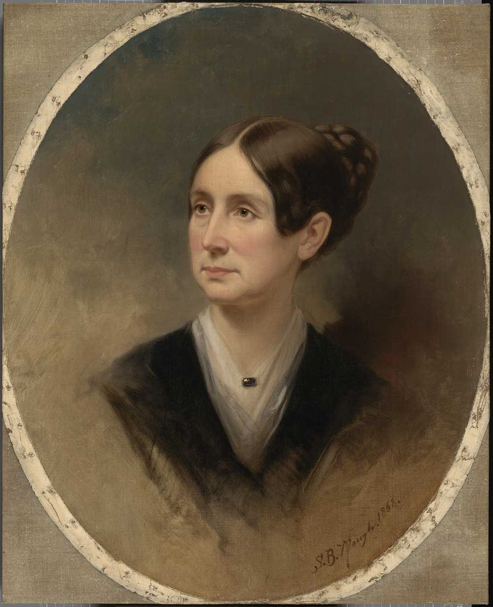 Painted portrait of Dorothea Dix in circular frame