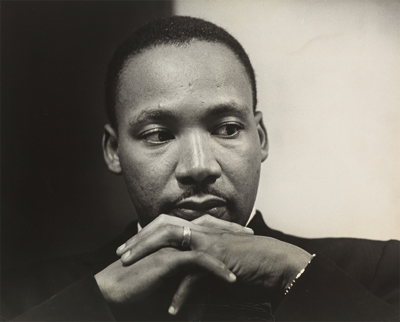 Black and white photo of MLK