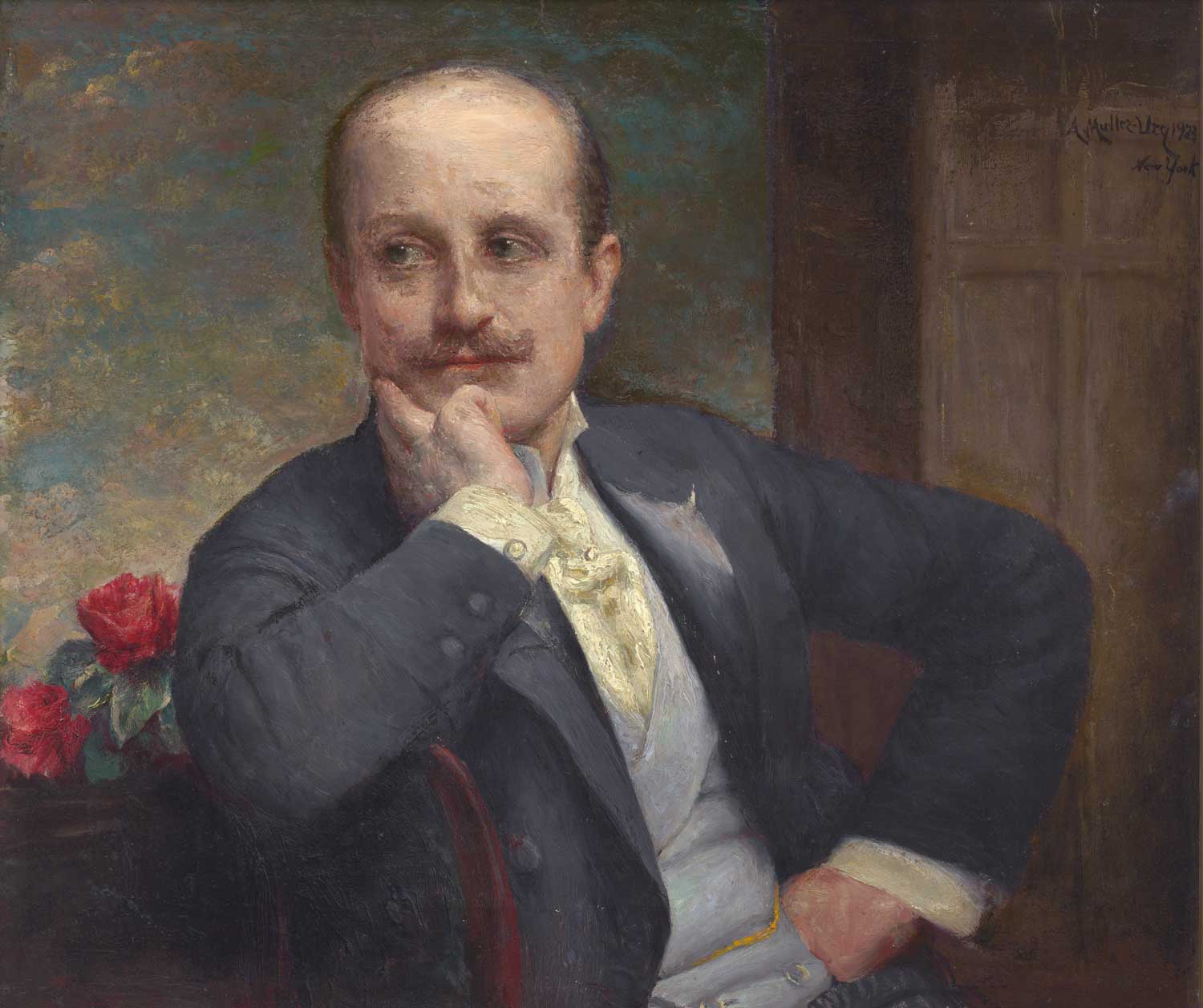 painting of a man looking to the left of the viewer
