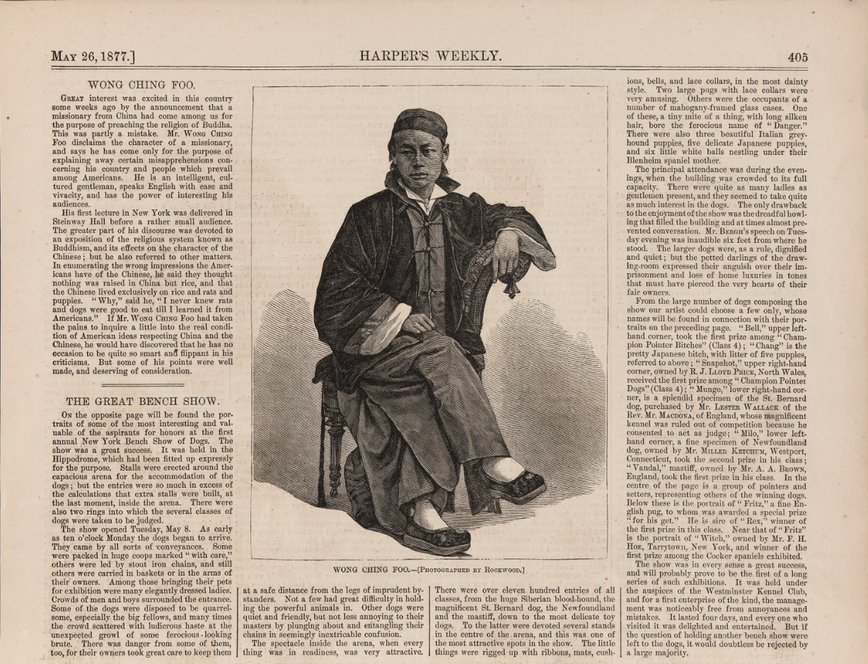 A newspaper clipping featuring a drawing of a young man