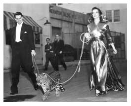 Photograph of Katharine Hepburn and Cary Grant in "Bringing Up Baby," RKO, 1938