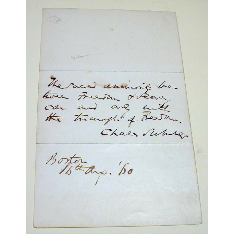 Document written and signed by Charles Sumner