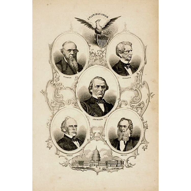 Andrew Johnson, Salmon P. Chase, William Henry Seward, Edwin M. Stanton and Gideon Welles