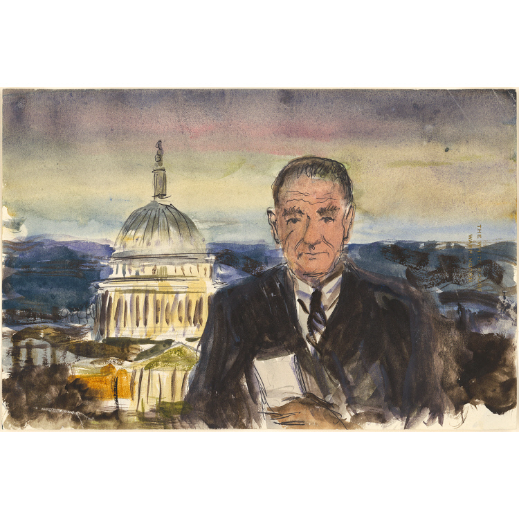 Color composition study for portrait of Lyndon B. Johnson