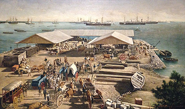 View of a city port
