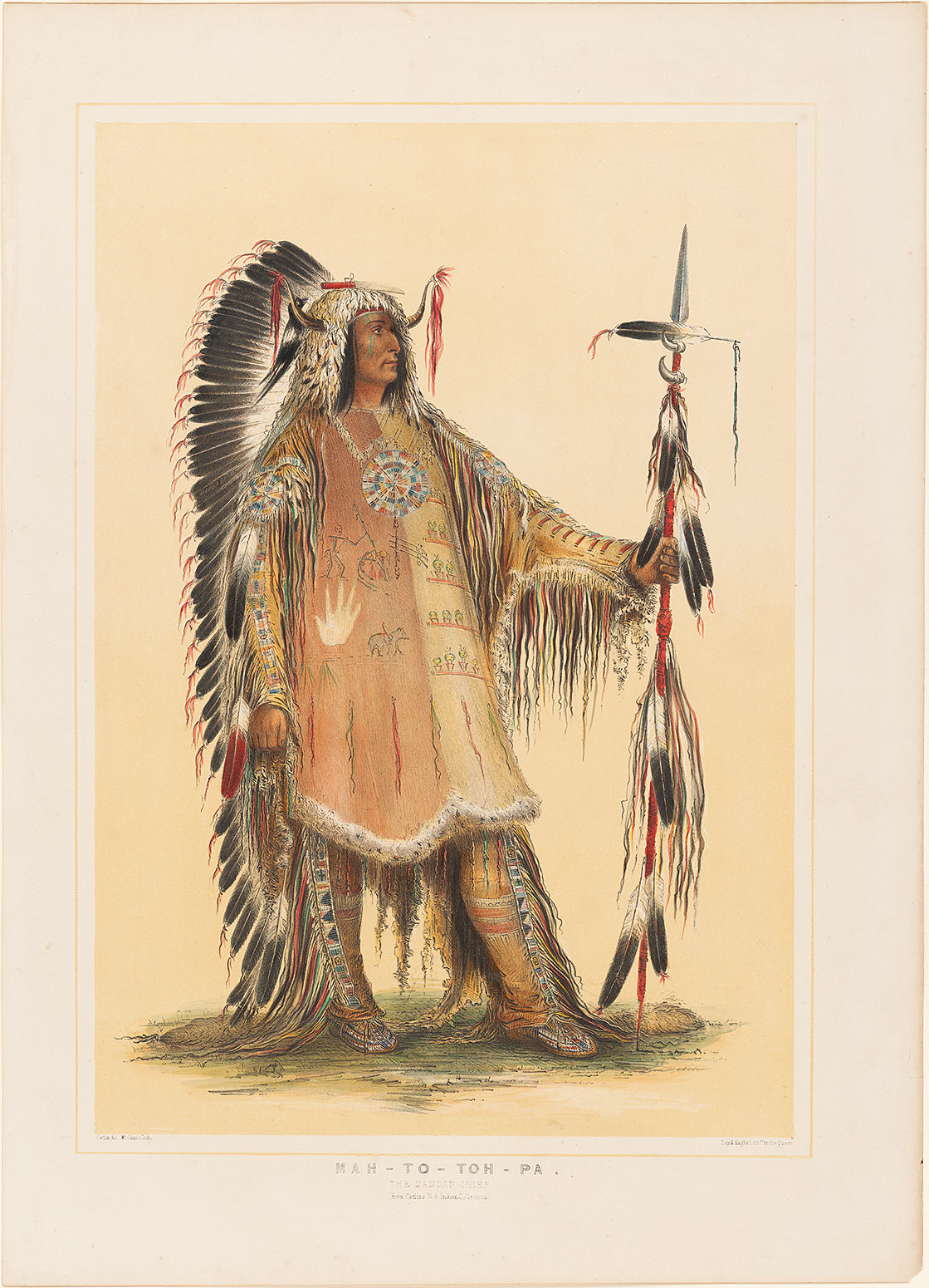 A drawing of a man in traditional garb