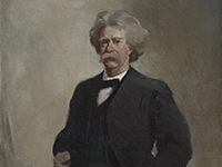 full length portrait of a man with white hair and a large moustache