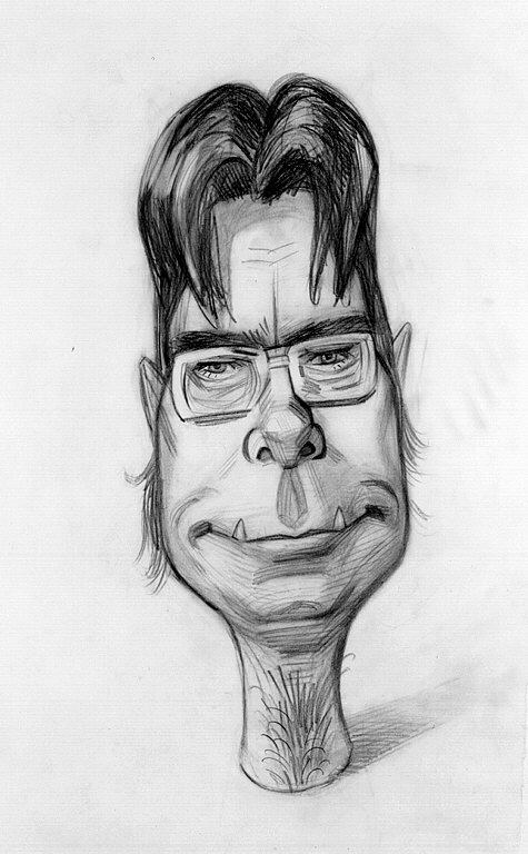 Caricature of a  young man wearing glasses