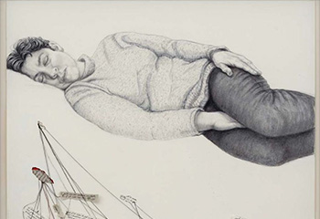 drawing of a woman lying on her side