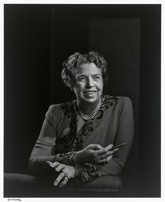 Black and white photo of Eleanor Roosevelt