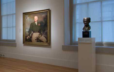Sculpture of Ernie Pyle in the exhibition