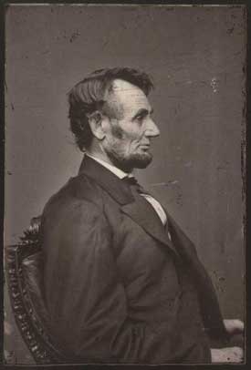 Photograph portrait of Lincoln, side profile of his face