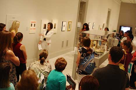 Jennifer Quick giving a talk in the exhibition
