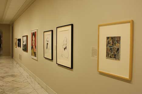 Portrait of W.H Auden hanging in the museum's galleries