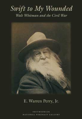 Cover of "Swift to my Wounded" with bearded Walt Whitman