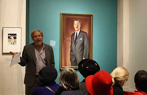 L. Michael Seidman giving his talk, next to Thurgood Marshall portrait