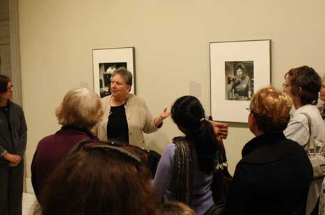 Reyna Green at her talk, in front of Julia Child portrait