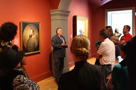 David Ward giving his talk, standing in front of Stonewall Jackson portrait