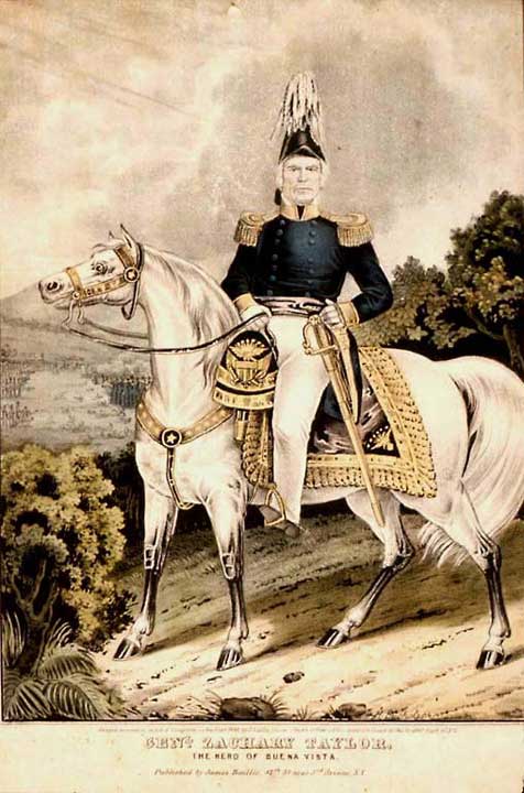 Zachary Taylor in uniform and on horse