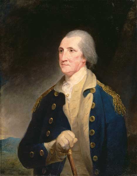Blog_george_washington_july4 Painted portrait of George Washington in blue military uniform