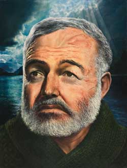 Blog_wwi_hemmingway Painted portrait of Ernest Hemmingway