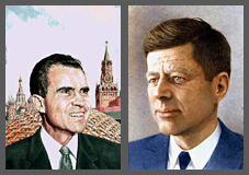 Two portraits side by Side: Richard Nixon and John F. Kennedy