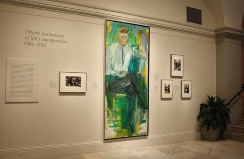 Portrait of John F. Kennedy by Elaine De Kooning, in the museum galleries