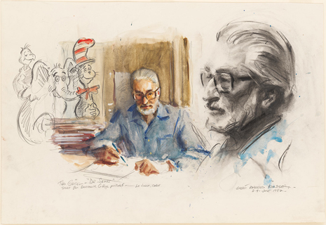 Blog_dr_seuss Watercolor portrait of Theodore Geisel (Dr. Seuss)