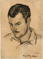 Blog_pop_quiz_hemmingway Ink portrait of Ernest Hemmingway