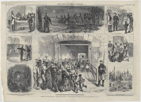 Blog_bound_freedoms_light_stampede Print showing vignettes of refugees from slavery