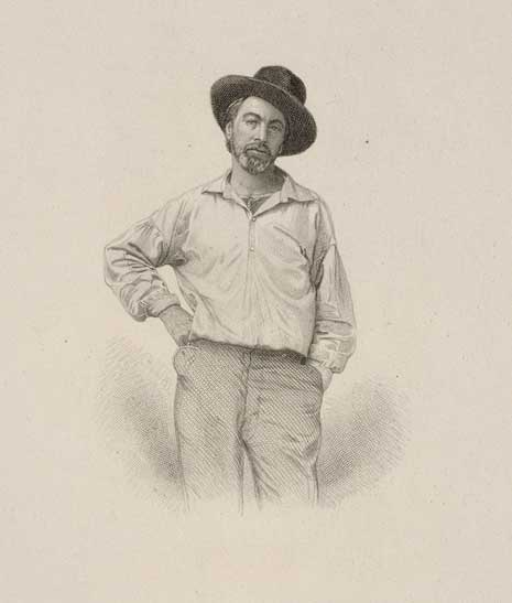 Blog_whitman_birthday Engraving of Walt Whitman in hat and casual pose