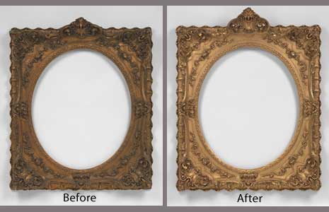 Side by side comparison of the frame, the left is before treatment, the right is after treatment. The right is much cleaner and brighter.