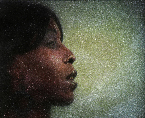 Wissmiller Side of woman's face, with glitter sparkles