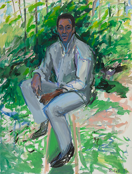 Painted abstract portrait of Pele