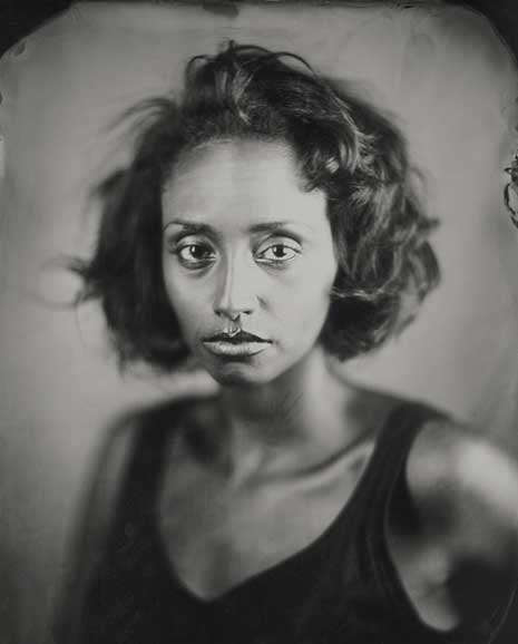 Black and white photo portrait of woman