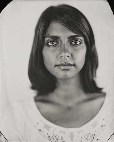 Black and white photo portrait of woman