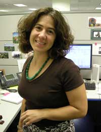 Amy Baskette in her cubicle