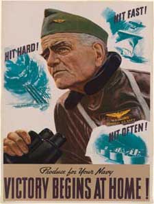 Poster of Admiral Bull Halsey, in uniform, holding binoculars