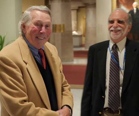 Blog_brooks_robinson_and_sid_hart Brooks Robinson in tan suit, smiling