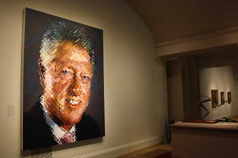 Painted portrait of Bill Clinton by Chuck Close