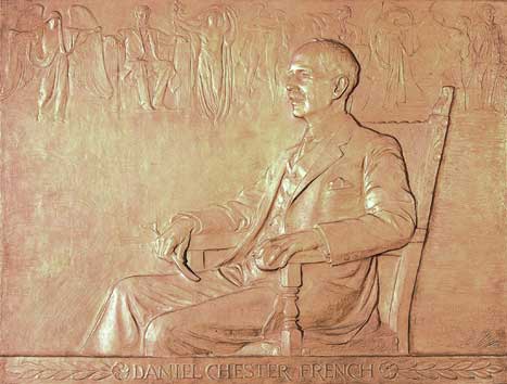 Bronze relief portrait of Daniel Chester French
