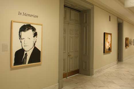 Portrait of Edward Kennedy on the museum walls