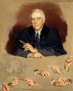 Painted portrait of Franklin Delano Roosevelt