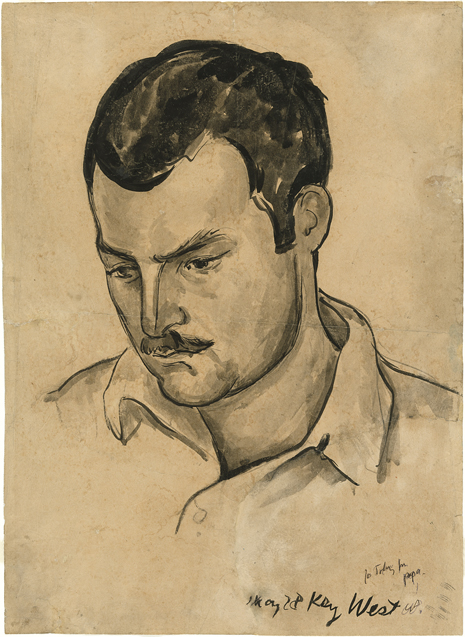 Portrait drawing of Ernest Hemmingway