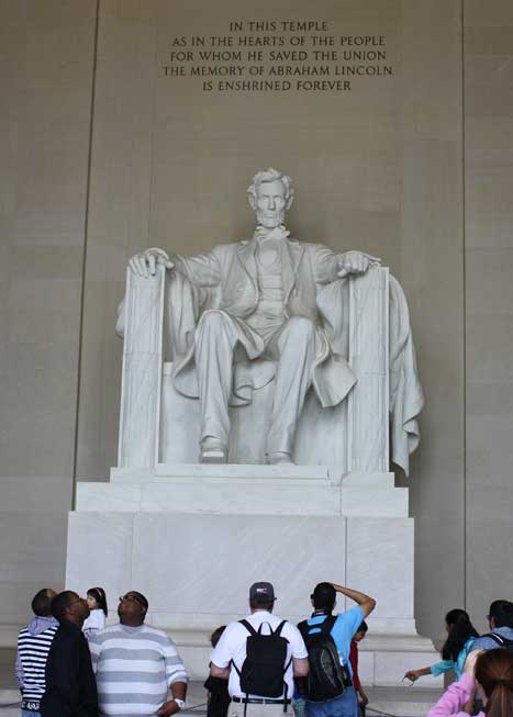 Lincoln Memorial being visited by tourists