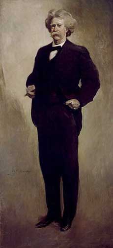 Blog_twain_portrait Painted portrait of Mark Twain (Samual Clemens) standing