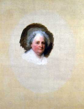 Blog_martha_washington Painted portrait of Martha Washington, incomplete, just her face, the rest is blank canvas